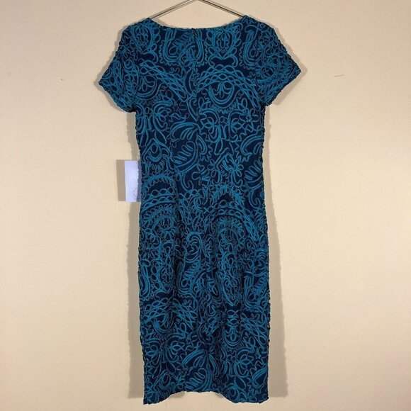 NWT JS collections Women's Green Embroidered Lined Midi Dress 4 - Picture 3 of 7